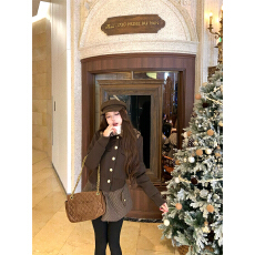 批发实拍 焦糖可颂 毛领长袖厚款保暖外套秋冬<b class='q'>裙裤</b>套装磨毛<b class='q'>打底</b>