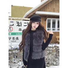 批发实拍 环保水貂绒皮草马甲半高领针织连衣裙<b class='q'>两件套</b>女