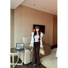 批发实拍 秋冬复古毛毛领丝带针织毛衣开衫<b class='q'>宽松</b>显瘦慵懒外套磨毛吊带