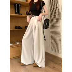 批发实拍 夏季垂感纯色百搭高腰阔腿休闲裤西装裤
