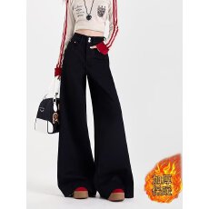 批发阔腿牛仔<b class='q'>裤</b>女2025年秋冬季新款加绒加厚宽松显瘦垂感不贴腿拖地<b class='q'>裤</b>