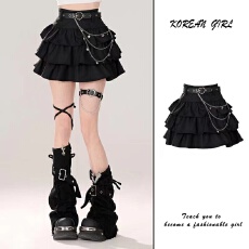 批发kellykitty黑桃契约新款黑色百搭甜美蓬蓬蛋糕裙a字高腰半身<b class='q'>短裙</b>