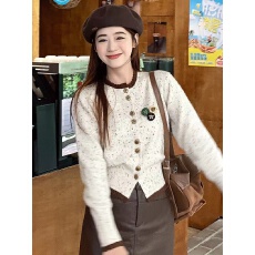 批发早秋小香风短款针织<b class='q'>衫</b>女2025新款初秋长袖上衣针织开<b class='q'>衫</b>毛衣外套女