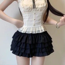 批发甜酷暗黑风短裙纯欲甜美蓬蓬裙显瘦减龄黑色四层蛋糕裙ins百搭