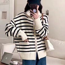 批发韩国东大门拉链毛衣外套女秋<b class='q'>韩版</b>宽松时尚针织<b class='q'>开衫</b>百搭口袋上衣