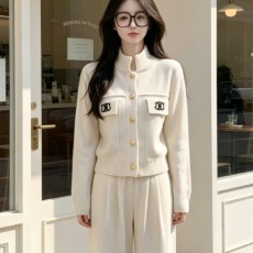 批发韩国东大门小香风设计感法式立领毛衣女<b class='q'>外套</b>秋冬新款气质慵懒风刺