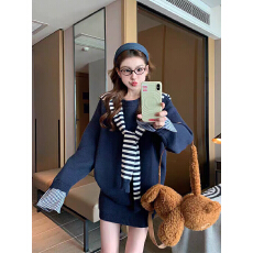 批发披肩毛衣套装女新款秋<b class='q'>冬</b>高级感韩系慵懒复古针织短裙两件套潮