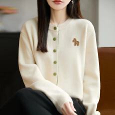 批发新款小马刺绣纽扣针织开衫<b class='q'>外套</b>女春秋<b class='q'>大码</b>女装上衣秋冬毛衣