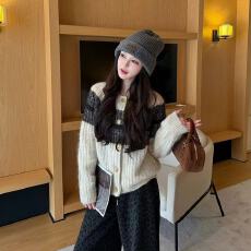 秋冬韩国针织开衫超厚实羊驼毛针织开衫女内搭毛衣外套冬上衣