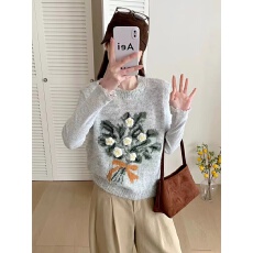 批发韩系温柔刺绣<b class='q'>花朵</b>毛衣马甲女套头宽松春秋叠穿厚款针织衫背心<b class='q'>上衣</b>