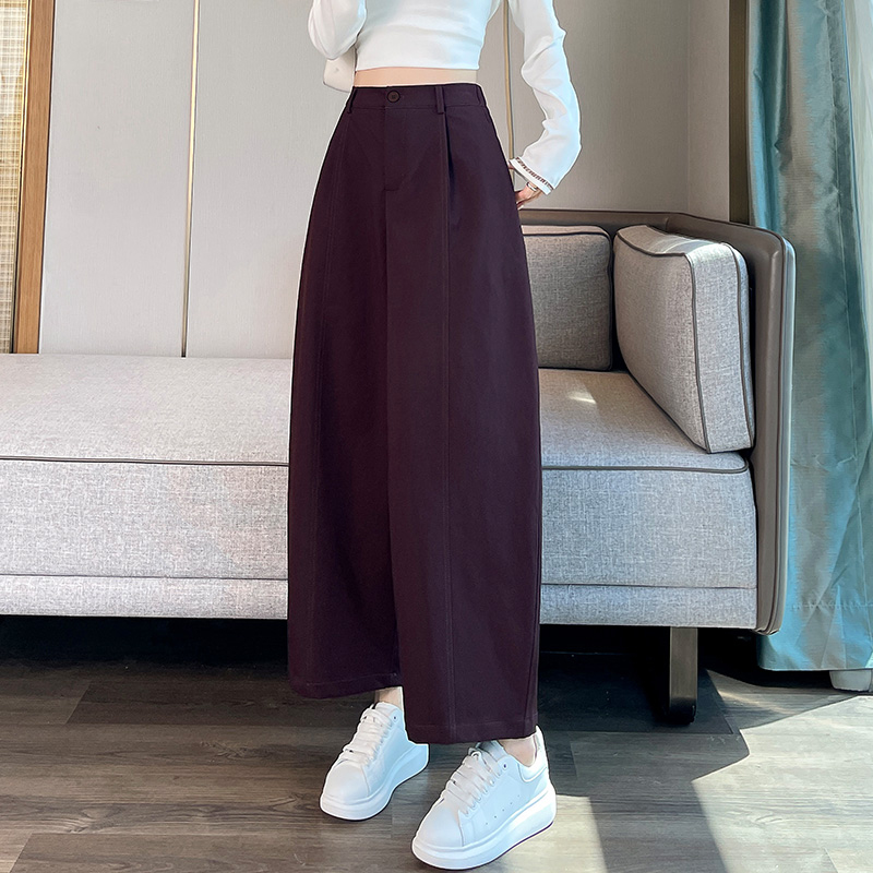 실사 가을 다용도 화이트 바지 면 100% 도루 가을 두부 바지 여성 9 포인트 루즈핏 넓은 다리 느긋한 캐주얼 바지