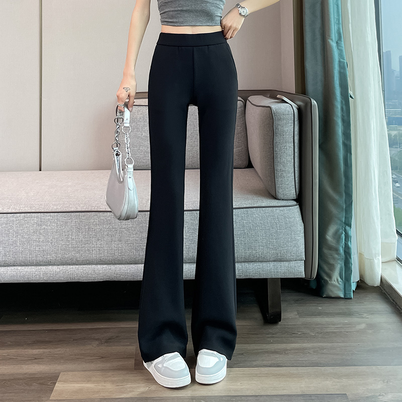 실사 허리밴드 부츠컷 바지 여성 하이웨이스트 슬림해 보이는 신축성 캐주얼 다용도 나팔 바지 2026 봄 가을 새로운