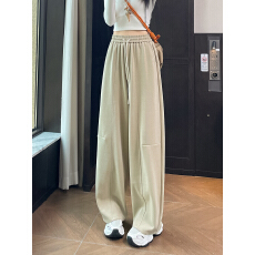 批发实拍美式弯刀阔腿裤女秋冬加绒小个子运动卫裤<b class='q'>大码</b>显瘦九分休闲裤