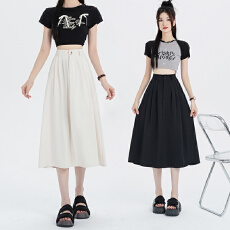批发实拍 大码女装<b class='q'>西装</b>半身裙女<b class='q'>中长款</b>春夏季新款高腰A字裙子女