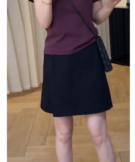 빅 사이즈 하이웨이스트 정장 바지 여성 여름 지방 mm 슬림해 보이는 A라인 스커트 작은 키 반신 스커트 패션 다용도 치마