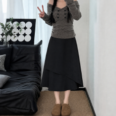批发不规则西装半身裙女秋冬大码女装胖mm高腰显瘦中长款a字裙子