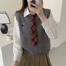 批发毛衣<b class='q'>马夹</b>女早秋新款刺绣减龄针织衫背心无袖上衣百搭叠穿