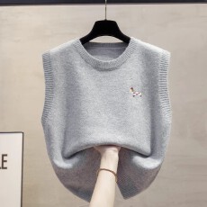 批发圆领针织<b class='q'>马甲</b>背心女2025春秋新款宽松外穿<b class='q'>马夹</b>叠穿外搭毛衣坎肩潮