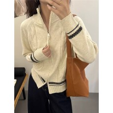 批发秋装设计感拉链灰色毛衣针织<b class='q'>开衫外套</b>针织衫女2025新款高级感上衣