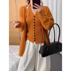 批发韩系慵懒针织<b class='q'>开衫外套</b>挂脖吊带背心两件套秋冬高级感软糯毛衣套装