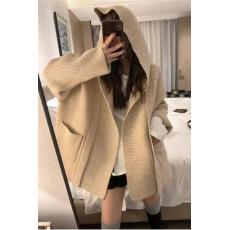 批发廓形连帽加厚口袋大码针织开衫<b class='q'>女</b>秋冬新款韩系设计感小众毛衣<b class='q'>外套</b>