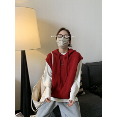 批发NIZONDAYS 冬季新款简约大帽子叠穿美利奴羊毛连帽<b class='q'>马甲</b>背心外穿女