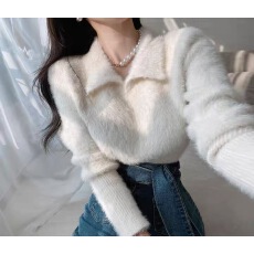 批发2025秋冬新款水貂毛软糯韩版时尚气质洋气百搭chic女<b class='q'>毛衣</b>