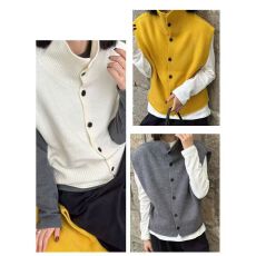 批发高级感2025秋装新款<b class='q'>背心</b>立领单排扣羊绒针织女秋冬叠穿坎肩