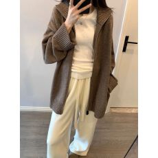批发高领拉链针织开衫女秋冬韩系慵懒风宽松加厚羊绒<b class='q'>毛衣</b>外套上衣秋