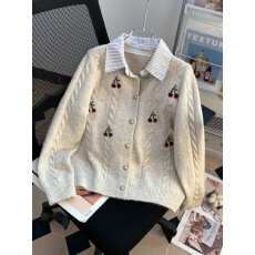 批发假两件<b class='q'>衬衫</b>领毛衣外套女秋冬新款学院风软糯针织开衫