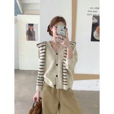 批发V领加厚毛衣<b class='q'>开衫外套</b>女带披肩2025秋冬新款慵懒风宽松针织衫上衣