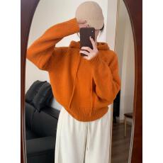 批发韩系灰色软糯连帽毛衣女秋冬季慵懒奶fufu宽松加厚针织<b class='q'>打底衫</b>上衣