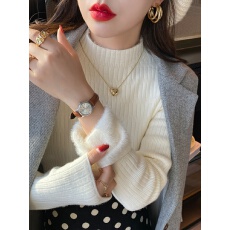 批发半高领一体绒毛衣女秋冬内搭加绒加厚高中初中学生针织<b class='q'>打底衫</b>