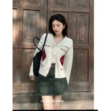 批发韩系慵懒风翻领针织开衫女2025秋冬宽松百搭毛衣外套上衣