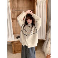 批发费尔岛<b class='q'>毛衣</b>开衫女冬季牛角扣宽松慵懒风森系提花针织衫外套