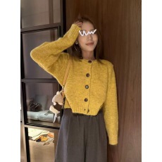 批发韩系慵懒风软糯薄<b class='q'>外套</b>女秋2025新款高级感宽松百搭大纽扣开衫上衣