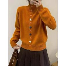 批发半高领单排扣<b class='q'>针织</b>衫女冬季新宽松显瘦百搭休闲<b class='q'>针织</b><b class='q'>开衫</b>