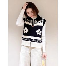 批发韩国东大门秋季新款时尚氛围感气质简约高级小众设计翻领马甲上衣