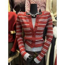 批发韩系氛围感2026春季新款时尚百搭修身显瘦条纹设计针织假两件毛衣