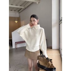 批发韩国东大门<b class='q'>女</b>装2025新款复古麻花毛衣<b class='q'>女</b>气质翻领针织衫