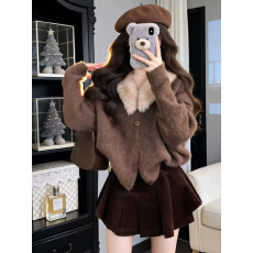 批发小香风气质毛领软糯针织开衫<b class='q'>女</b>装2026秋冬新款百搭巨好看毛衣<b class='q'>外套</b>