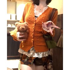 批发春季v领爱心扣加厚毛衣开衫<b class='q'>外套</b>