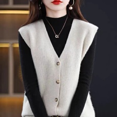 批发现 百搭v领毛衣复古马甲<b class='q'>女</b>2026春季新款针织开衫无袖背心宽松外搭