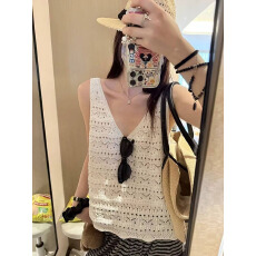 批发夏季无袖针织背心女外穿罩衫中长款宽松慵懒风薄防晒上衣叠穿外搭