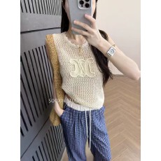 批发重工镂空纯手工钩花气质圆领无袖针织背心上衣叠穿T恤女