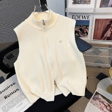 批发高品质【叠穿计划】拉链两穿领无袖内搭背心女秋冬款<b class='q'>马甲</b>坎肩毛衣