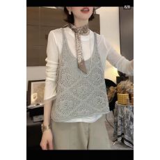 批发韩系叠穿镂空钩花针织吊带背心<b class='q'>女</b>春季