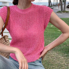 批发26夏 INS小清新T恤上衣百搭小休闲 短袖短袖薄款冰丝针织衫