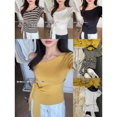 批发2026春夏新款韩版百搭显瘦短袖斜肩绑带吊带背心上<b class='q'>衣</b><b class='q'>女</b>