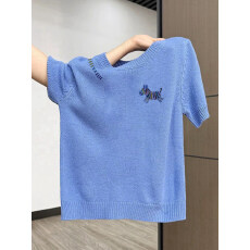 批发设计感小马印花韩版新款短袖针织衫2026春夏圆领洋气减龄套头上衣